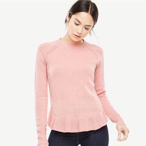 Ann Taylor Wool and Cashmere Pink Ruffle Sweater